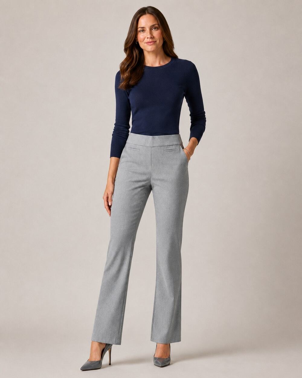 Apt 9 Brynn Bootcut Dress Pants NWT Size 10 Navy White Tweed Mid Rise